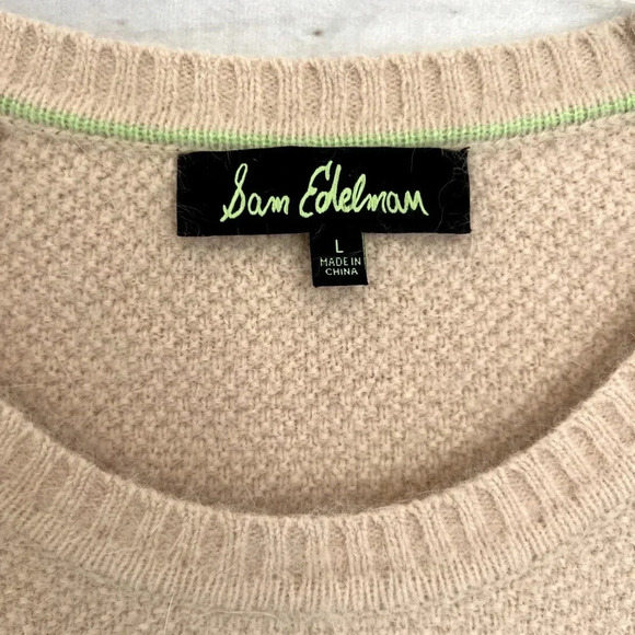 Sam Edelman Fuzzy Sweater Top Cropped Elbow Sleeve Angora Wool Blend Sz L - Picture 4 of 13